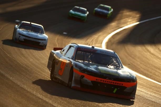 Noah Gragson, driver of the Bass Pro Shops/TrueTimber/BRCC Chevrolet, leads the field during the NASCAR Xfinity Series Alsco Uniforms 302 at Las...