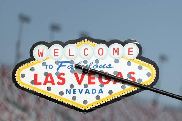 Detail view of the Las Vegas sign on pit road prior to the NASCAR Xfinity Series Alsco Uniforms 302 at Las Vegas Motor Speedway on September 25, 2021...