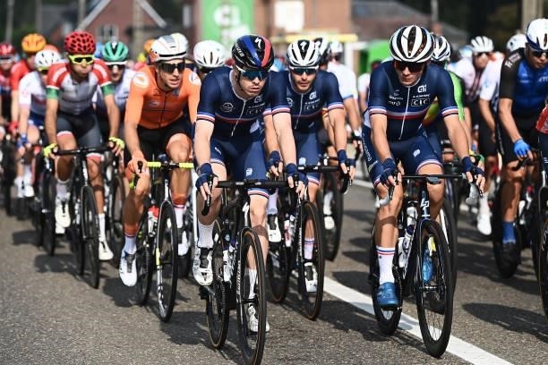 Remi Cavagna of France and Valentin Madouas of France compete during the 94th UCI Road World Championships 2021 - Men Elite Road Race a 268,3km race...