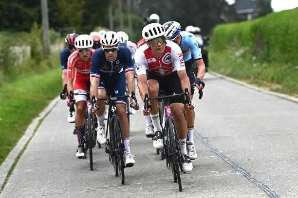 Arnaud Demare of France and Stefan Bissegger of Switzerland compete during the 94th UCI Road World Championships 2021 - Men Elite Road Race a 268,3km...