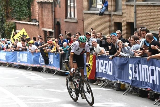 Nils Politt of Germany competes during the 94th UCI Road World Championships 2021 - Men Elite Road Race a 268,3km race from Antwerp to Leuven /...
