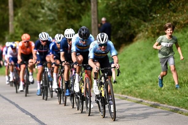 Remco Evenepoel of Belgium leads The Breakaway during the 94th UCI Road World Championships 2021 - Men Elite Road Race a 268,3km race from Antwerp to...