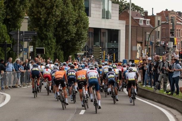 Back of the peloton during the 268,3km Men Elite road race from Antwerp to Leuven of the 2021 Road World championships on September 26, 2021 in...