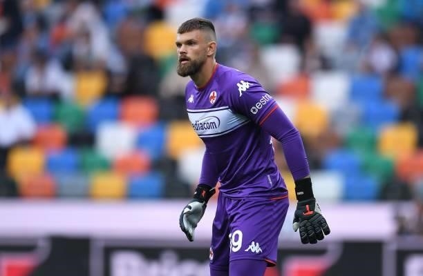 Bartlomiej Dragowski of ACF Fiorentina looks on during the Serie A match between Udinese Calcio and ACF Fiorentina at Dacia Arena on September 26,...