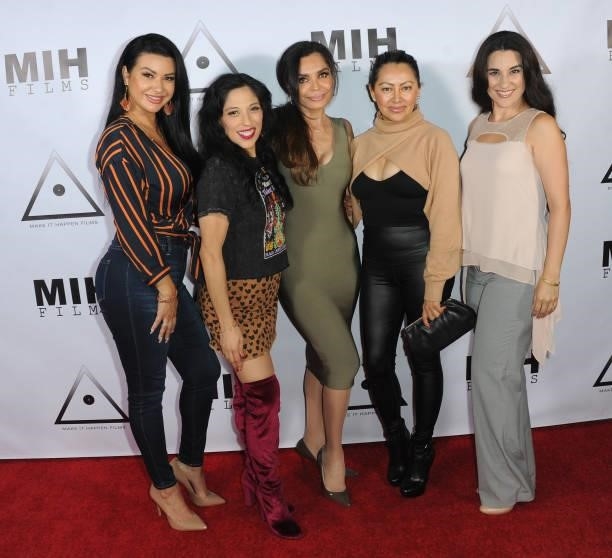 Arie Rose, Connie Marie Flores, Brenda Mejia, Keyla Wood and Carolina Espiro attend the Pre-Premiere Party for "Beyond Paranormal