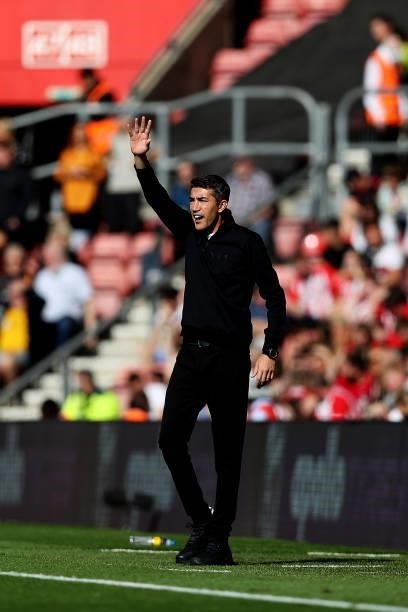 Bruno Lage, Manager of Wolverhampton Wanderers reacts during the Premier League match between Southampton and Wolverhampton Wanderers at St Mary's...