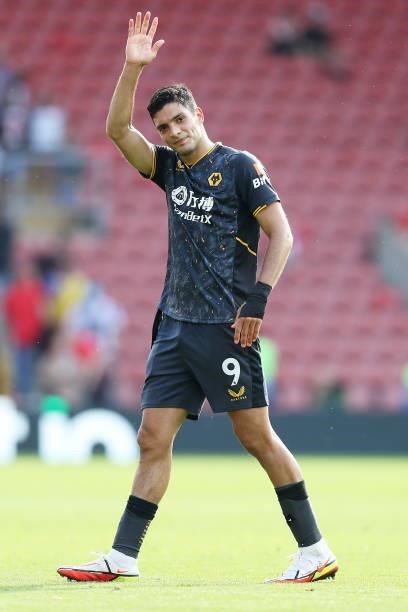Raul Jimenez of Wolverhampton Wanderers shows appreciation to the fans following victory in the Premier League match between Southampton and...