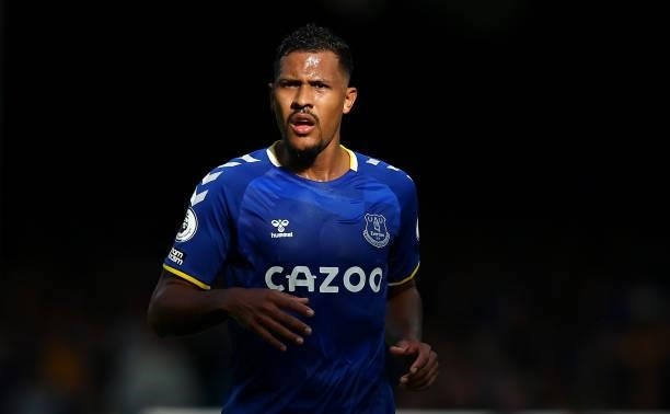 Salomon Rondon of Everton looks on during the Premier League match between Everton and Norwich City at Goodison Park on September 25, 2021 in...