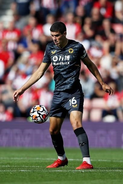 Conor Coady of Wolverhampton Wanderers runs with the ball during the Premier League match between Southampton and Wolverhampton Wanderers at St...