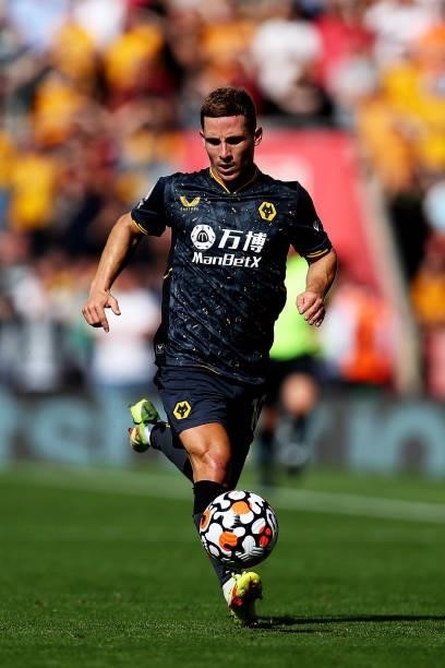 Daniel Podence of Wolverhampton Wanderers runs with the ball during the Premier League match between Southampton and Wolverhampton Wanderers at St...