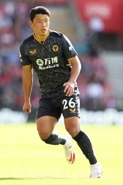 Hee-chan Hwang of Wolverhampton Wanderers in action during the Premier League match between Southampton and Wolverhampton Wanderers at St Mary's...