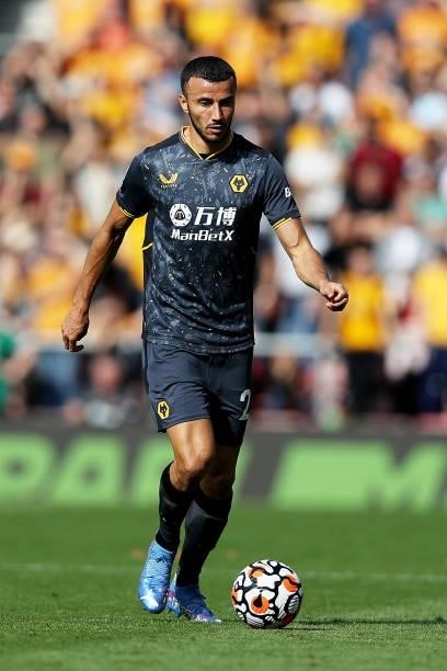Romain Saiss of Wolverhampton Wanderers runs with the ball during the Premier League match between Southampton and Wolverhampton Wanderers at St...