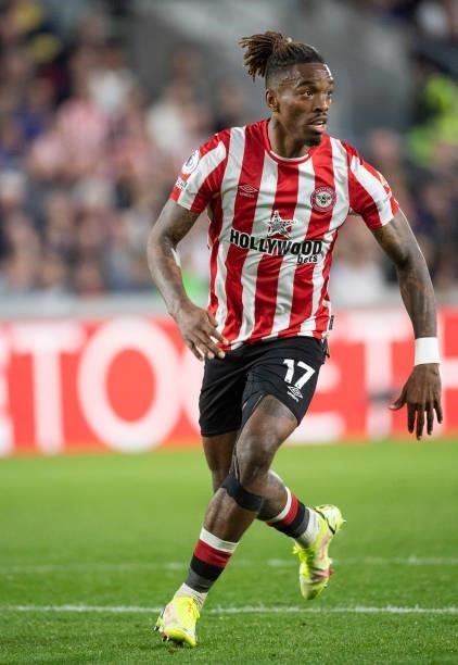 Ivan Toney of Brentford during the Premier League match between Brentford and Liverpool at Brentford Community Stadium on September 25, 2021 in...