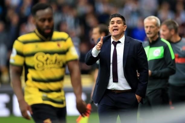Watford Manager Xisco Munoz during the Premier League match between Watford and Newcastle United at Vicarage Road on September 25, 2021 in Watford,...
