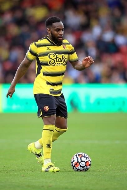 Danny Rose of Watford during the Premier League match between Watford and Newcastle United at Vicarage Road on September 25, 2021 in Watford, England.