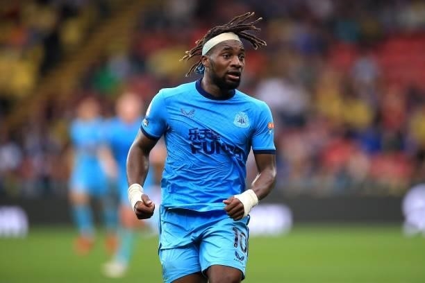 Allan Saint-Maximin of Newcastle United during the Premier League match between Watford and Newcastle United at Vicarage Road on September 25, 2021...