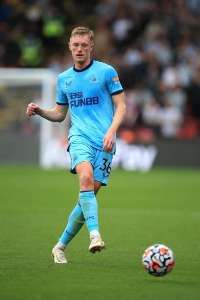 Sean Longstaff of Newcastle United during the Premier League match between Watford and Newcastle United at Vicarage Road on September 25, 2021 in...