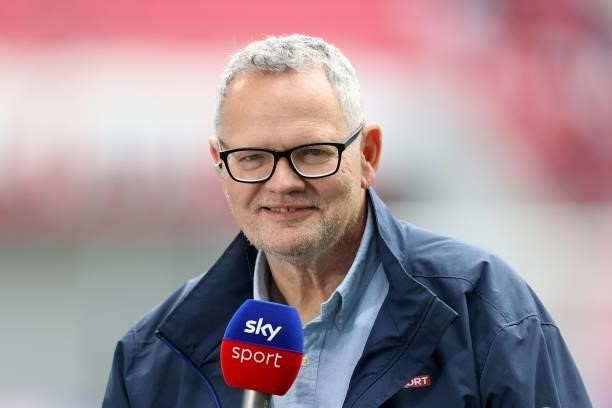 Host Ulrich Potofski looks on prior to the Bundesliga match between RB Leipzig and Hertha BSC at Red Bull Arena on September 25, 2021 in Leipzig,...