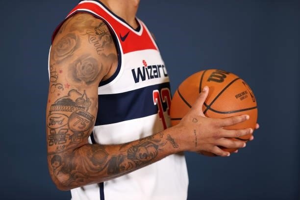 Kyle Kuzma of the Washington Wizards poses during media day at Entertainment & Sports Arena on September 27, 2021 in Washington, DC. NOTE TO USER:...