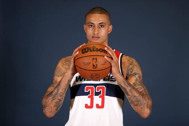 Kyle Kuzma of the Washington Wizards poses during media day at Entertainment & Sports Arena on September 27, 2021 in Washington, DC. NOTE TO USER:...