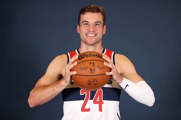 Corey Kispert of the Washington Wizards poses during media day at Entertainment & Sports Arena on September 27, 2021 in Washington, DC. NOTE TO USER:...