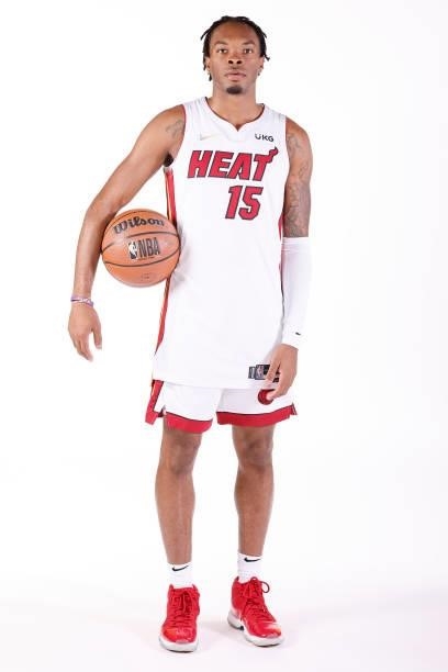 Javonte Smart of the Miami Heat poses for a photo during Media Day at FTX Arena on September 27, 2021 in Miami, Florida. NOTE TO USER: User expressly...
