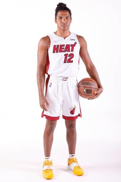 Dru Smith of the Miami Heat poses for a photo during Media Day at FTX Arena on September 27, 2021 in Miami, Florida. NOTE TO USER: User expressly...