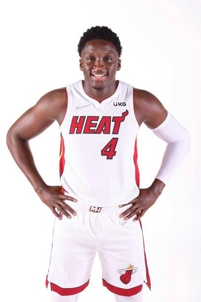 Victor Oladipo of the Miami Heat poses for a photo during Media Day at FTX Arena on September 27, 2021 in Miami, Florida. NOTE TO USER: User...