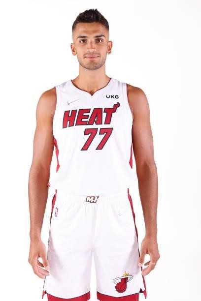 Omer Yurtseven of the Miami Heat poses for a photo during Media Day at FTX Arena on September 27, 2021 in Miami, Florida. NOTE TO USER: User...