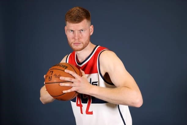 Davis Bertans of the Washington Wizards poses during media day at Entertainment & Sports Arena on September 27, 2021 in Washington, DC. NOTE TO USER:...