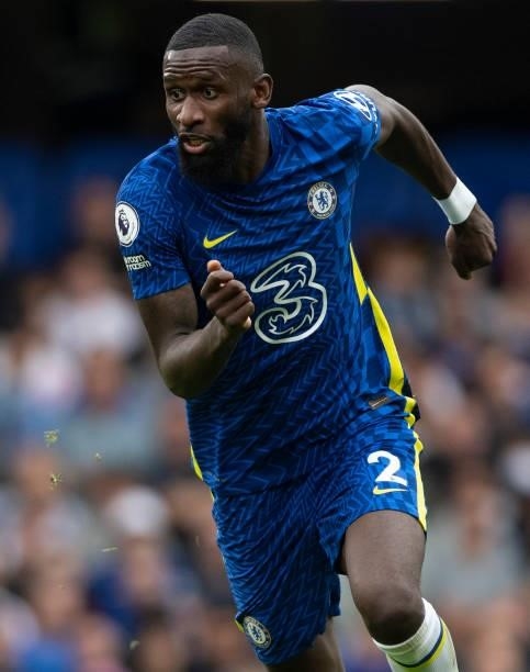 Antonio Rüdiger of Chelsea during the Premier League match between Chelsea and Manchester City at Stamford Bridge on September 25, 2021 in London,...