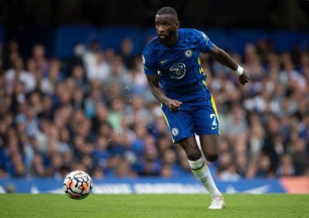 Antonio Rüdiger of Chelsea during the Premier League match between Chelsea and Manchester City at Stamford Bridge on September 25, 2021 in London,...