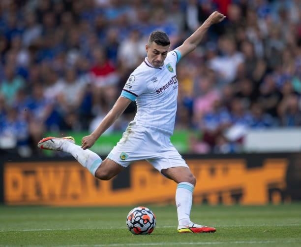 Matthew Lowton of Burnley in action during the Premier League match between Leicester City and Burnley at The King Power Stadium on September 25,...