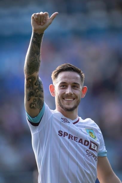 Josh Brownhill of Burnley during the Premier League match between Leicester City and Burnley at The King Power Stadium on September 25, 2021 in...