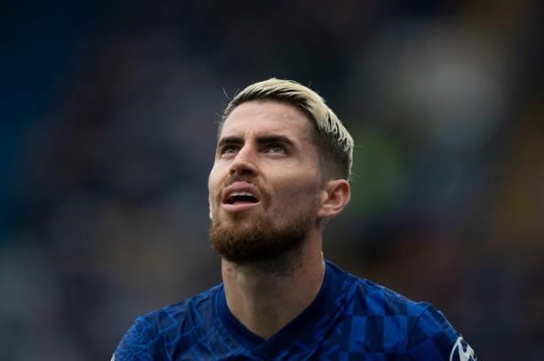 Jorginho of Chelsea during the Premier League match between Chelsea and Manchester City at Stamford Bridge on September 25, 2021 in London, England.