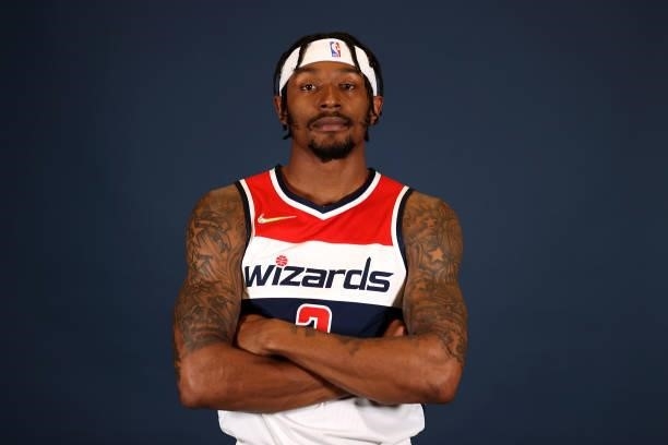 Bradley Beal of the Washington Wizards poses during media day at Entertainment & Sports Arena on September 27, 2021 in Washington, DC. NOTE TO USER:...