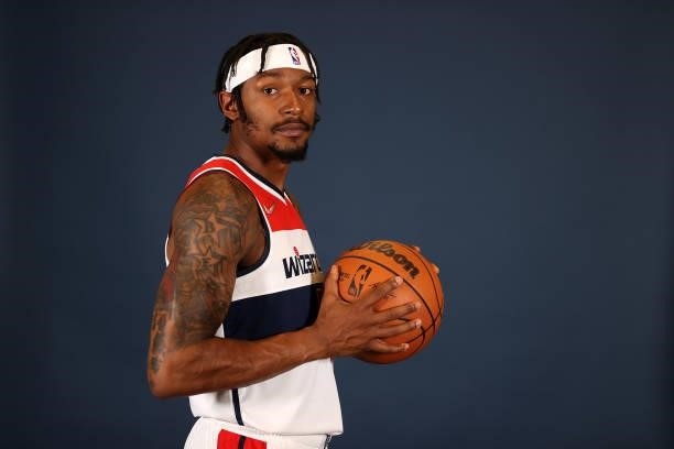 Bradley Beal of the Washington Wizards poses during media day at Entertainment & Sports Arena on September 27, 2021 in Washington, DC. NOTE TO USER:...