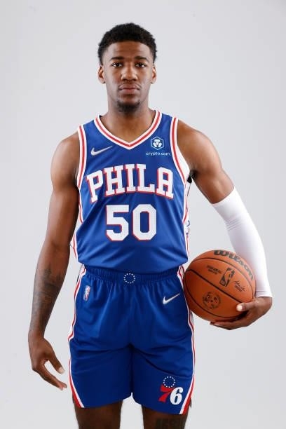 Aaron Henry of the Philadelphia 76ers stands for a portrait during Philadelphia 76ers Media Day held at Philadelphia 76ers Training Complex on...