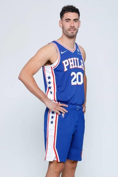 Georges Niang of the Philadelphia 76ers stands for a portrait during Philadelphia 76ers Media Day held at Philadelphia 76ers Training Complex on...