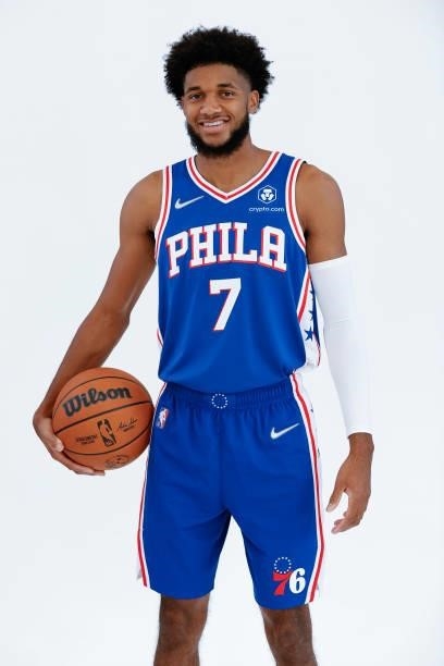 Isaiah Joe of the Philadelphia 76ers stands for a portrait during Philadelphia 76ers Media Day held at Philadelphia 76ers Training Complex on...