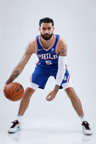 Grant Riller of the Philadelphia 76ers of the Philadelphia 76ers stands for a portrait during Philadelphia 76ers Media Day held at Philadelphia 76ers...