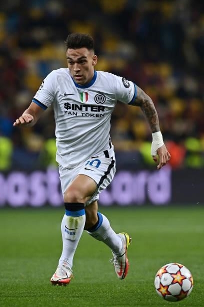 Lautaro Martinez of FC Internazionale in action during the UEFA Champions League group D match between Shakhtar Donetsk and Inter at Metalist Stadium...