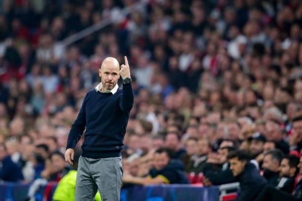Trainer coach Erik ten Hag of Ajax during the UEFA Champions League Group stage match between Ajax and Besiktas at Johan Cruijff ArenA on September...