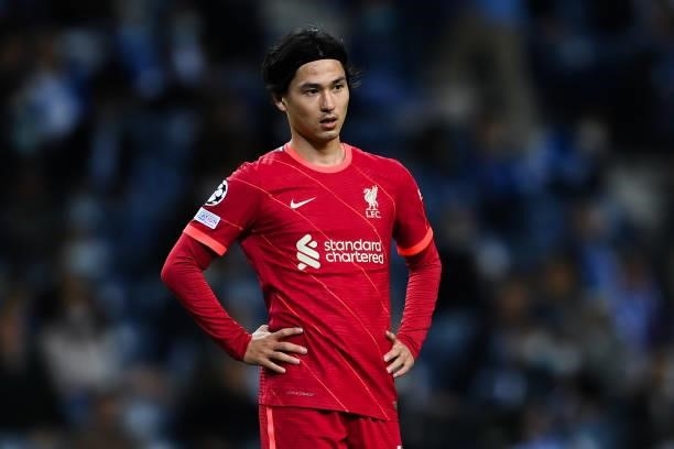 Takumi Minamino of Liverpool FC looks during the UEFA Champions League group B match between FC Porto and Liverpool FC at Estadio do Dragao on...