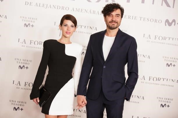Nazareth Troya and Jose Manuel Seda attend the photocall of 'La Fortuna' premiere at Hotel VP Plaza España Design on September 28, 2021 in Madrid,...