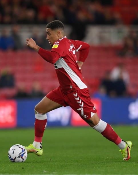 Middlesbrough player Marcus Tavernier in action during the Sky Bet Championship match between Middlesbrough and Sheffield United at Riverside Stadium...