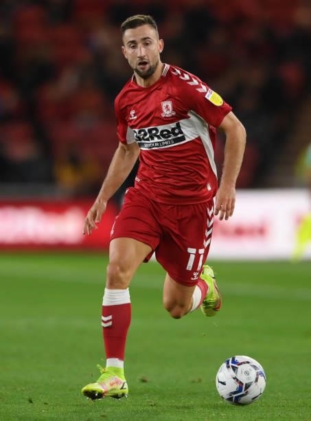 Middlesbrough player Andraz Sporar in action during the Sky Bet Championship match between Middlesbrough and Sheffield United at Riverside Stadium on...