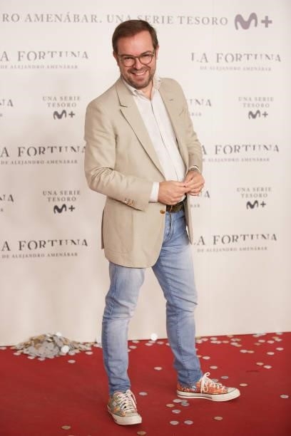 Javier Sierra attends the photocall of 'La Fortuna' premiere at Hotel VP Plaza España Design on September 28, 2021 in Madrid, Spain. 'La Fortuna' is...
