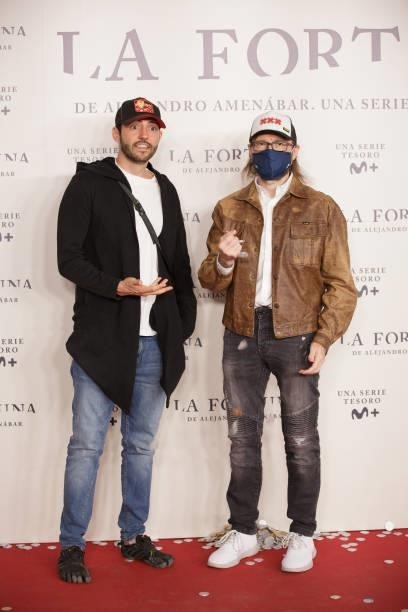 David Guapo and Santiago Segura attends the photocall of 'La Fortuna' premiere at Hotel VP Plaza España Design on September 28, 2021 in Madrid,...