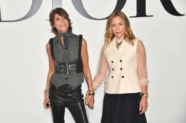 Dominique Crenn and Maria Bello attend the Dior Womenswear Spring/Summer 2022 show as part of Paris Fashion Week on September 28, 2021 in Paris,...